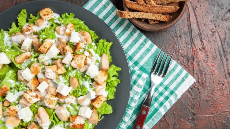 Chicken Caesar Salad with Parmesan Crisps